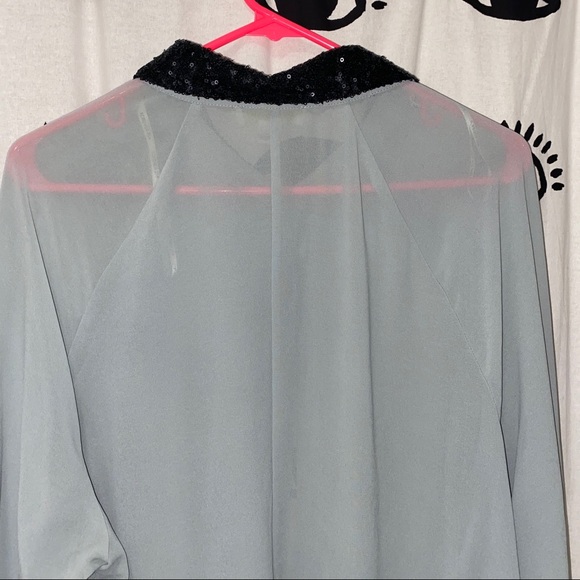 Sequined collared sheer top - Picture 6 of 7